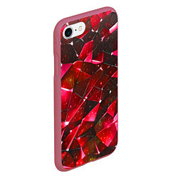 Чехол iPhone 7/8 матовый Красное разбитое стекло, цвет: 3D-малиновый — фото 2