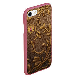 Чехол iPhone 7/8 матовый Золотой герб России, цвет: 3D-малиновый — фото 2