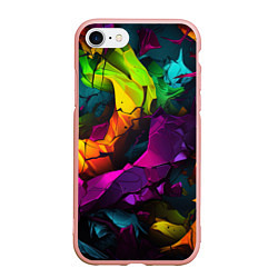 Чехол iPhone 7/8 матовый Яркие разноцветные краски, цвет: 3D-светло-розовый