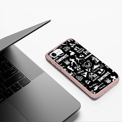 Чехол iPhone 7/8 матовый Fortnite alllogo black, цвет: 3D-светло-розовый — фото 2