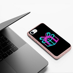 Чехол iPhone 7/8 матовый Неоновый подарок, цвет: 3D-светло-розовый — фото 2