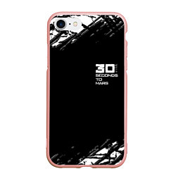 Чехол iPhone 7/8 матовый Thirty seconds to mars штрихи бенд, цвет: 3D-светло-розовый