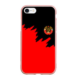 Чехол iPhone 7/8 матовый СССР красный стиль силы, цвет: 3D-светло-розовый