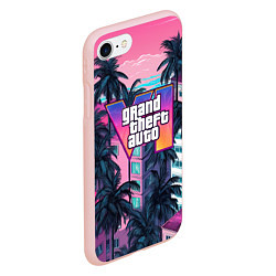 Чехол iPhone 7/8 матовый GTA 6 Vice logo, цвет: 3D-светло-розовый — фото 2