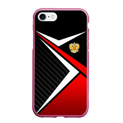 Чехол iPhone 7/8 матовый Russia - black and red