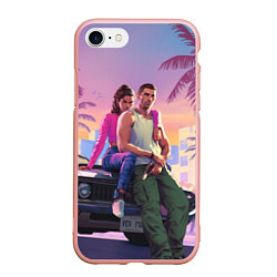 Чехол iPhone 7/8 матовый Jason & Lucia - GTA 6 official art