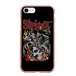 Чехол iPhone 7/8 матовый Slipknot - злодей, цвет: 3D-светло-розовый