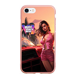 Чехол iPhone 7/8 матовый GTA 6 girl vice city, цвет: 3D-светло-розовый