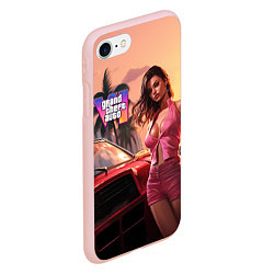 Чехол iPhone 7/8 матовый GTA 6 girl vice city, цвет: 3D-светло-розовый — фото 2