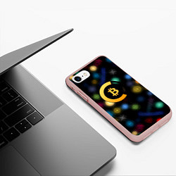 Чехол iPhone 7/8 матовый Bitcoin logo criptomoney, цвет: 3D-светло-розовый — фото 2