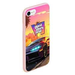 Чехол iPhone 7/8 матовый Auto GTA 6, цвет: 3D-светло-розовый — фото 2