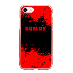 Чехол iPhone 7/8 матовый Роблокс краски красные, цвет: 3D-светло-розовый