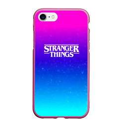 Чехол iPhone 7/8 матовый Stranger Things gradient colors, цвет: 3D-малиновый