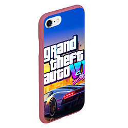 Чехол iPhone 7/8 матовый Grand theft auto 6 street vice city, цвет: 3D-малиновый — фото 2