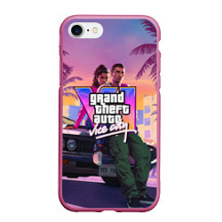 Чехол iPhone 7/8 матовый Grand theft auto 6 Лусия и Джейсон, цвет: 3D-малиновый