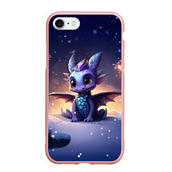 Чехол iPhone 7/8 матовый Милый дракон на фоне салюта