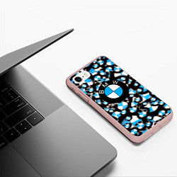 Чехол iPhone 7/8 матовый BMW sportlogo, цвет: 3D-светло-розовый — фото 2