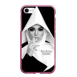 Чехол iPhone 7/8 матовый Techno храм роковая монашка, цвет: 3D-малиновый