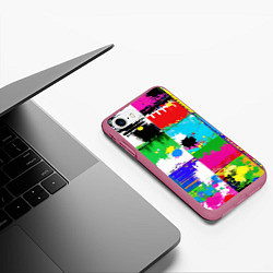 Чехол iPhone 7/8 матовый Абстракция - пэчворк, цвет: 3D-малиновый — фото 2