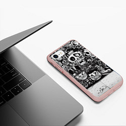 Чехол iPhone 7/8 матовый Стена с граффити, цвет: 3D-светло-розовый — фото 2