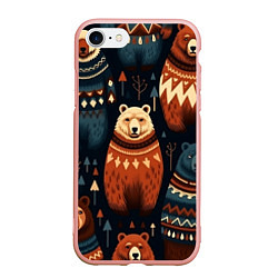 Чехол iPhone 7/8 матовый Медведи индейцы, цвет: 3D-светло-розовый