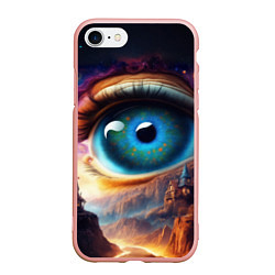 Чехол iPhone 7/8 матовый Голубой глаз в небе над домами на вершине горы