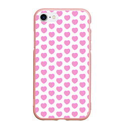 Чехол iPhone 7/8 матовый Нежные розовые сердечки