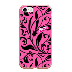 Чехол iPhone 7/8 матовый Barbie - floral pattern, цвет: 3D-светло-розовый