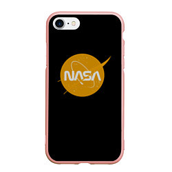 Чехол iPhone 7/8 матовый NASA yellow logo, цвет: 3D-светло-розовый