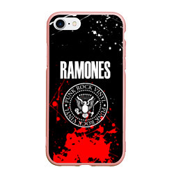 Чехол iPhone 7/8 матовый Ramones краски метал группа, цвет: 3D-светло-розовый
