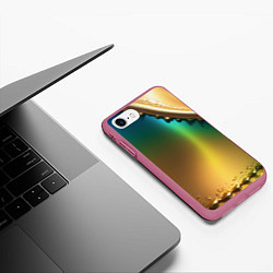 Чехол iPhone 7/8 матовый Радужный градиент с накидкой, цвет: 3D-малиновый — фото 2