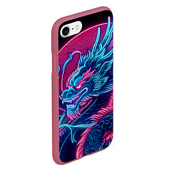 Чехол iPhone 7/8 матовый Свирепый японский дракон - ирезуми, цвет: 3D-малиновый — фото 2