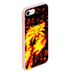 Чехол iPhone 7/8 матовый Ведьмак огненное лого, цвет: 3D-светло-розовый — фото 2