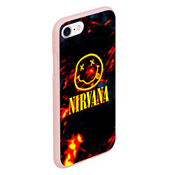 Чехол iPhone 7/8 матовый Nirvana rock огненное лого лава, цвет: 3D-светло-розовый — фото 2