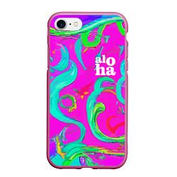 Чехол iPhone 7/8 матовый Abstract floral pattern - aloha, цвет: 3D-малиновый