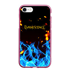 Чехол iPhone 7/8 матовый Evanescence огонь рок группа, цвет: 3D-малиновый