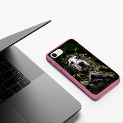 Чехол iPhone 7/8 матовый Далматин снайпер, цвет: 3D-малиновый — фото 2