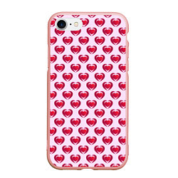 Чехол iPhone 7/8 матовый Двойное сердце на розовом фоне