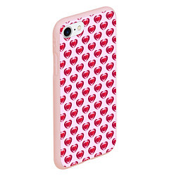 Чехол iPhone 7/8 матовый Двойное сердце на розовом фоне, цвет: 3D-светло-розовый — фото 2