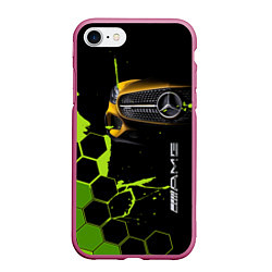 Чехол iPhone 7/8 матовый Мерседес AMG тёмный, цвет: 3D-малиновый