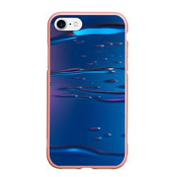 Чехол iPhone 7/8 матовый Неоновая поверхность синяя с каплями воды