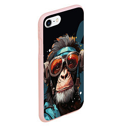 Чехол iPhone 7/8 матовый Крутая обезьяна в очках, цвет: 3D-светло-розовый — фото 2