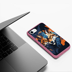 Чехол iPhone 7/8 матовый Мудрый волк, цвет: 3D-малиновый — фото 2