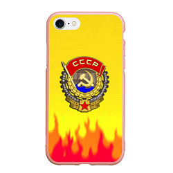 Чехол iPhone 7/8 матовый СССР огонь герб