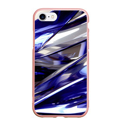 Чехол iPhone 7/8 матовый Синие и белые полосы абстракции, цвет: 3D-светло-розовый