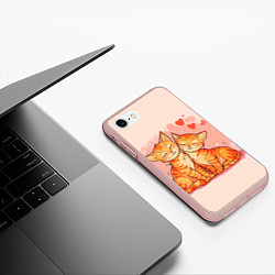 Чехол iPhone 7/8 матовый Влюбленные рыжики котики 14 февраля, цвет: 3D-светло-розовый — фото 2