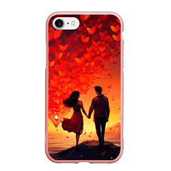 Чехол iPhone 7/8 матовый Влюбленная пара в день святого Валентина, цвет: 3D-светло-розовый