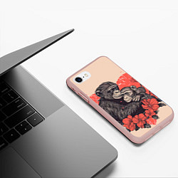 Чехол iPhone 7/8 матовый Влюбленные обезьяны 14 февраля, цвет: 3D-светло-розовый — фото 2