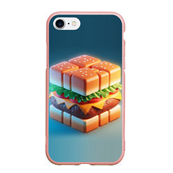 Чехол iPhone 7/8 матовый Абстрактный гамбургер в форме куба, цвет: 3D-светло-розовый