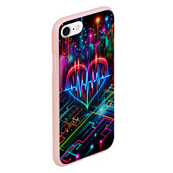 Чехол iPhone 7/8 матовый Неоновое сердце - кардиограмма, цвет: 3D-светло-розовый — фото 2